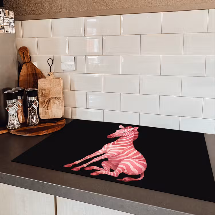 Zebra - Roze - Gestreept Inductie beschermer vinyl 3mm klein -sfeer3