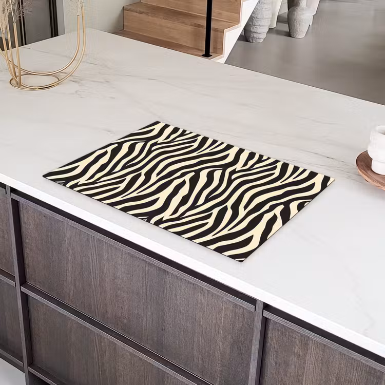 Zebra - Print - Klassiek - Zwart Inductie beschermer vinyl 3mm klein 276 -sfeer8