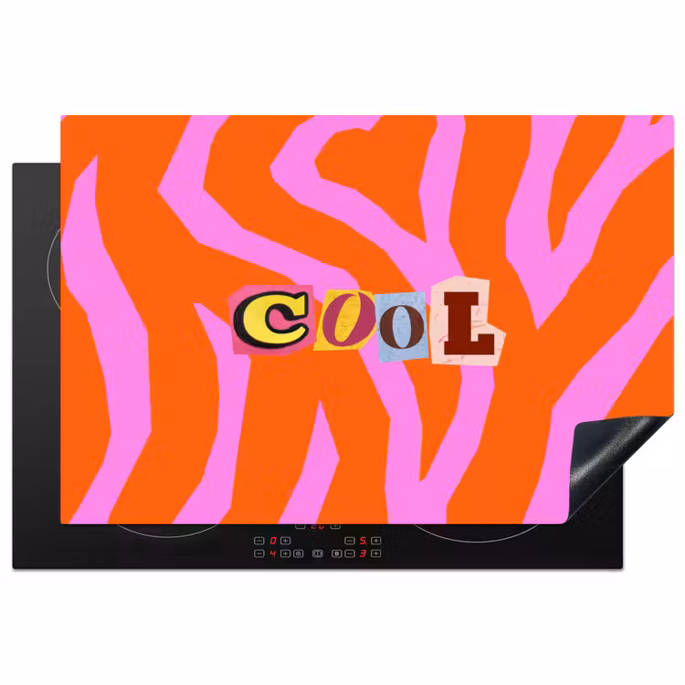 Zebraprint - Grafisch - COOL - Oranje Inductie beschermer vinyl 3mm klein -3d