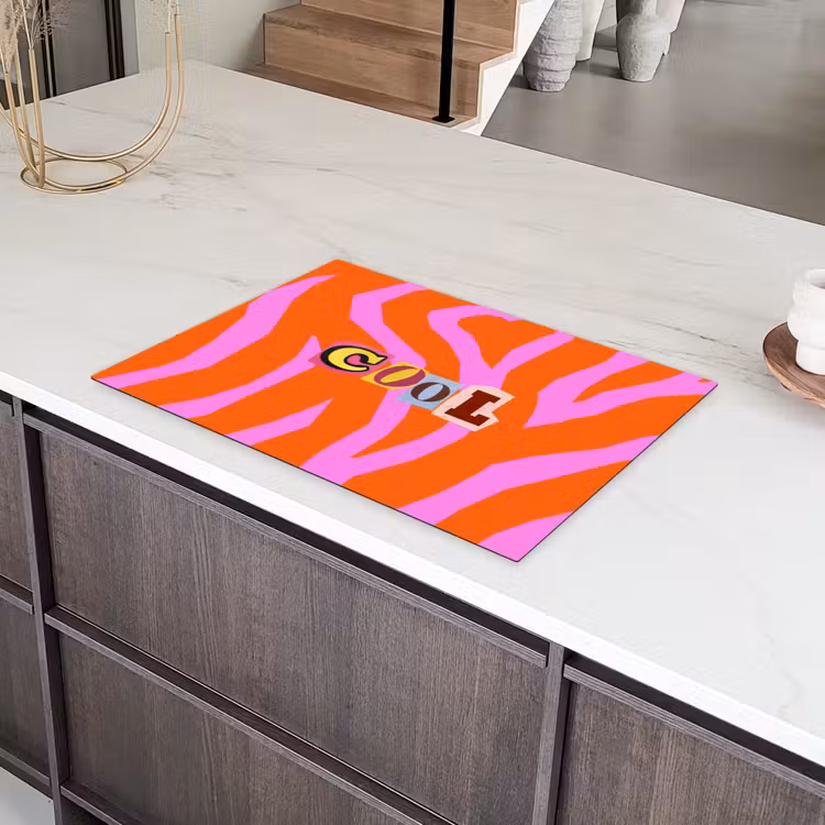 Zebraprint - Grafisch - COOL - Oranje Inductie beschermer vinyl 3mm klein -sfeer8