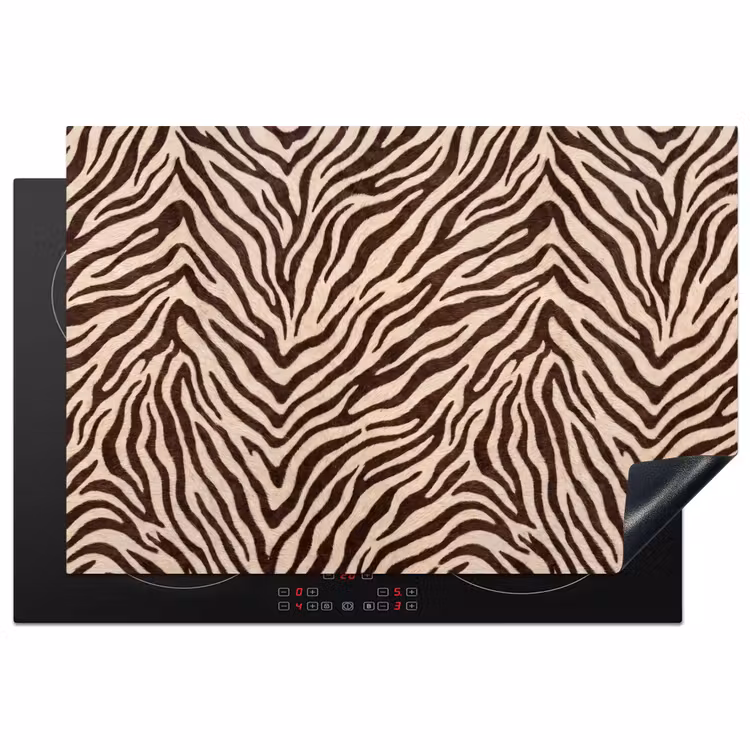 Zebra - Strepen - Bruin Inductie beschermer vinyl 3mm klein -3d
