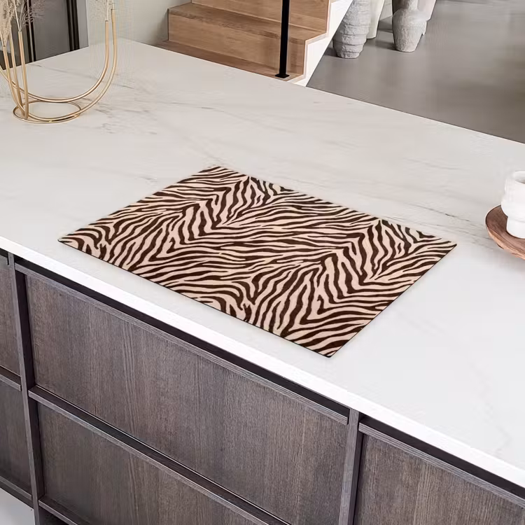 Zebra - Strepen - Bruin Inductie beschermer vinyl 3mm klein -sfeer8