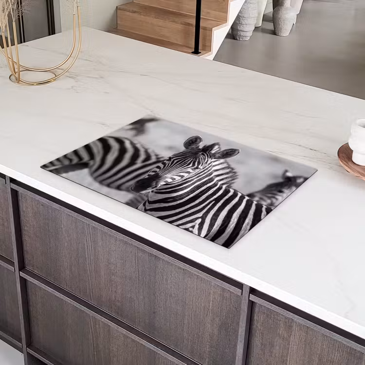 Zebra's - Zwart - Wit Inductie beschermer vinyl 3mm klein -sfeer8
