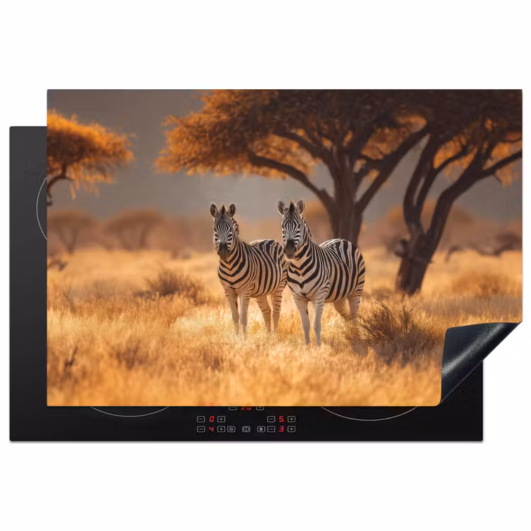Zebra's - Savannelandschap - Gras Inductie beschermer vinyl 3mm klein -3d