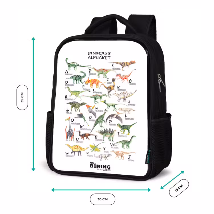 Alfabet van dino's Rugzak - Zwart middel -productfoto_formaten