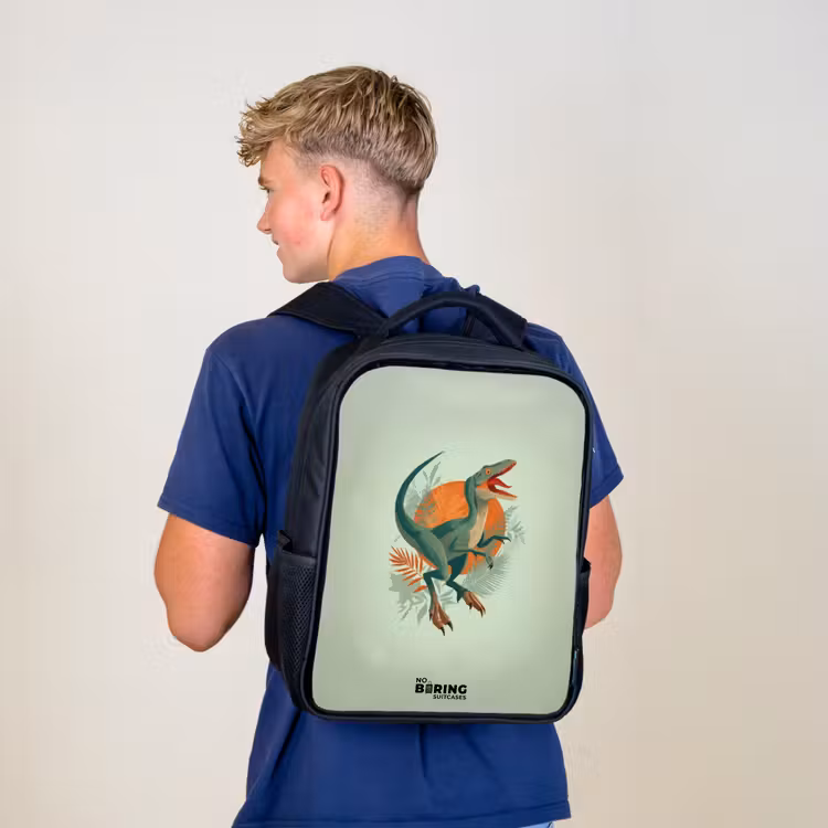 Dier - Dino - Natuur Rugzak - Zwart middel -sfeer8
