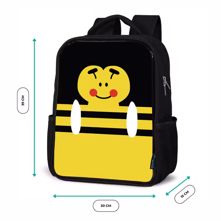 Dierenportret - bij - geel Rugzak - Zwart middel -productfoto_formaten