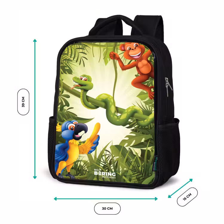 Dieren in de jungle Rugzak - Zwart middel -productfoto_formaten