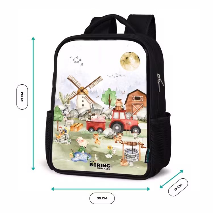 dieren op een boederij Rugzak - Zwart middel -productfoto_formaten