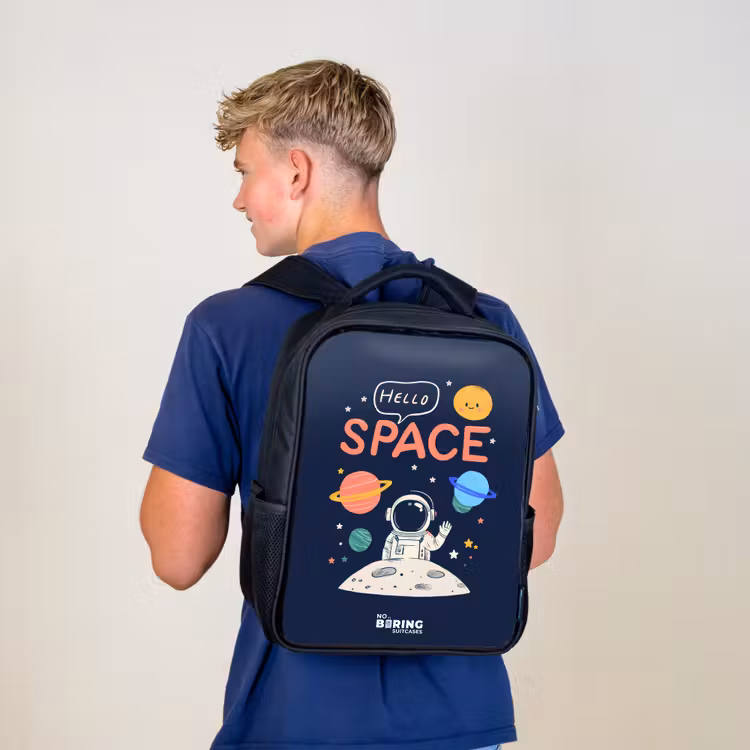 Astronaut - Quote - Planeten - Sterren Rugzak - Zwart middel -sfeer8