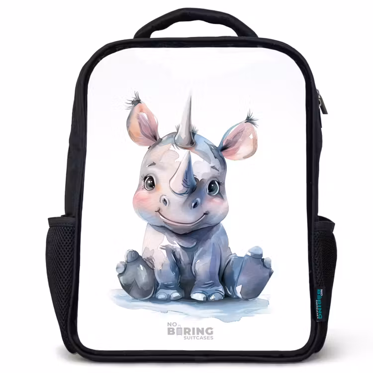 Baby neushoorn Rugzak - Zwart middel -3d