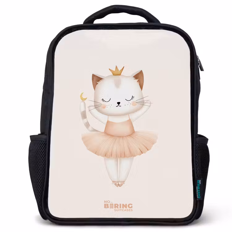 Ballerina kitten in beige kleuren Rugzak - Zwart middel -3d