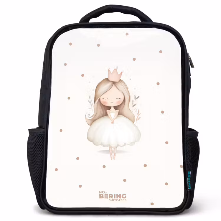 Ballerina prinses tussen beige stippen Rugzak - Zwart middel -3d