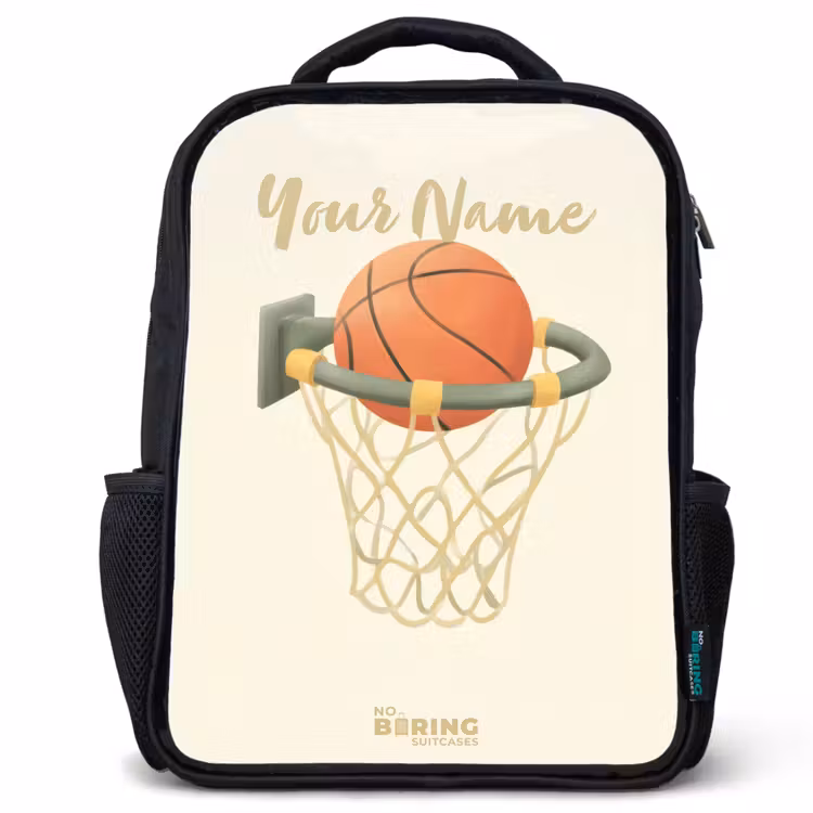 Basketbal in neutrale kleuren Rugzak - Zwart middel -3d