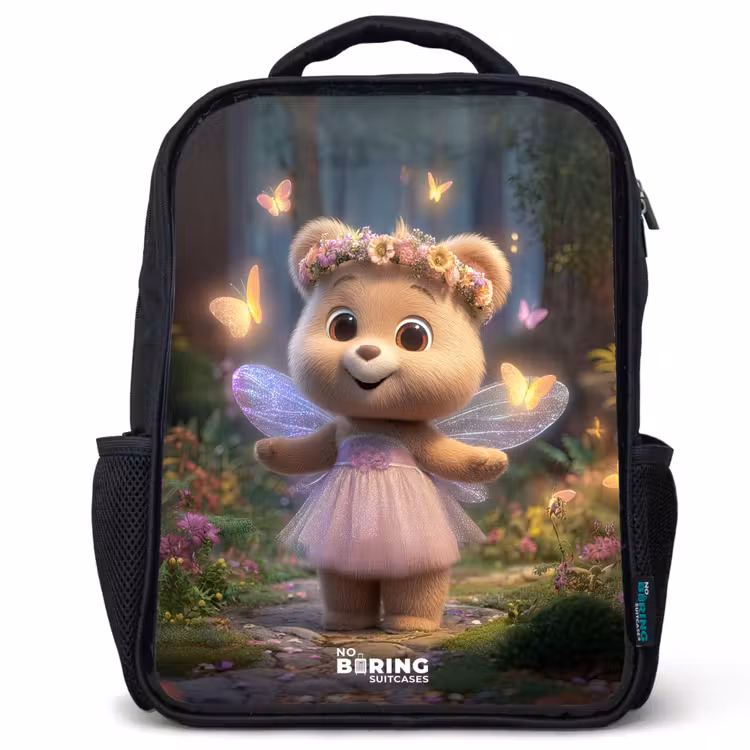 Beer - Vlinders - Bos - Fairy Rugzak - Zwart middel -3d