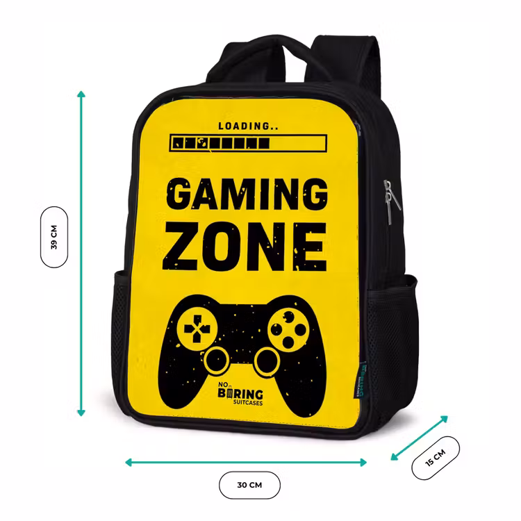 Zwart-geel met gaming zone Rugzak - Zwart middel -productfoto_formaten