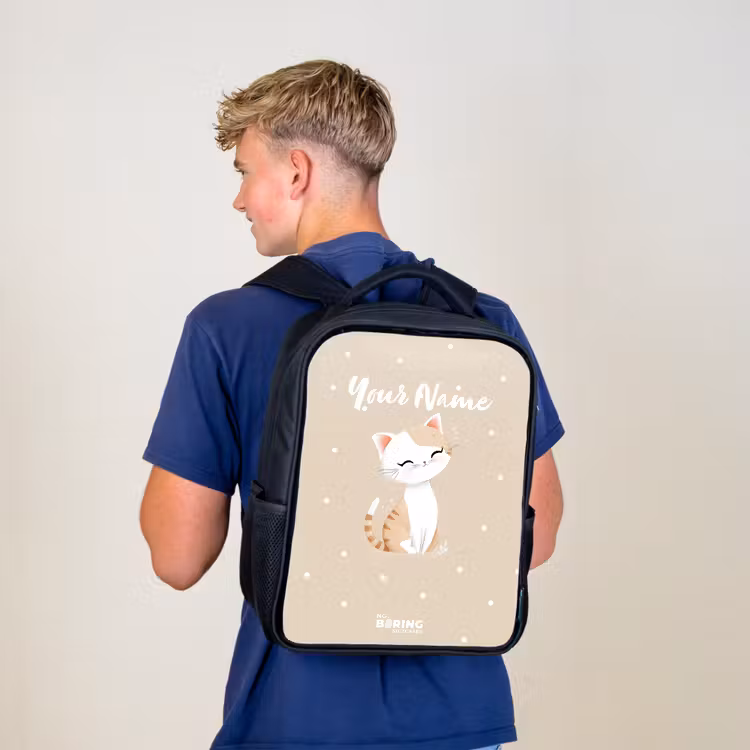 Kat omringd door beige stippen Rugzak - Zwart middel -sfeer8