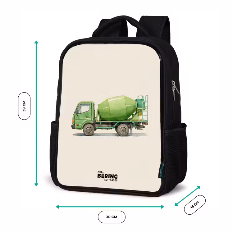Betonmixer - Getekend - Groen Rugzak - Zwart middel -productfoto_formaten