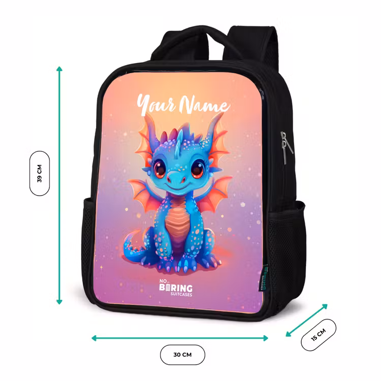 Schattige baby draak Rugzak - Zwart middel -productfoto_formaten