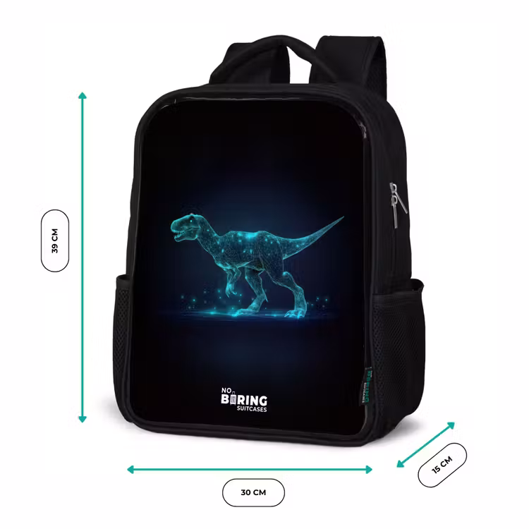 Digitale T-Rex in blauw lichtveld Rugzak - Zwart middel -productfoto_formaten