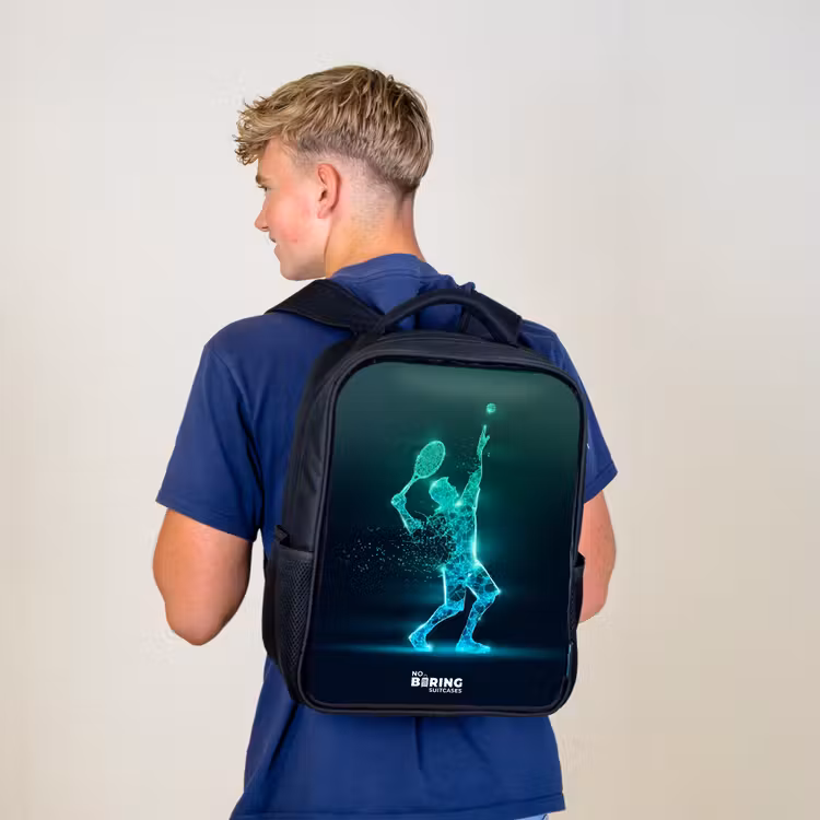 Digitale tennisspeler in futuristische stijl Rugzak - Zwart middel -sfeer8
