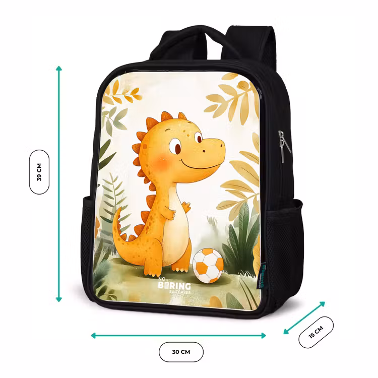 Dino - Voetbal - Oranje Rugzak - Zwart middel -productfoto_formaten