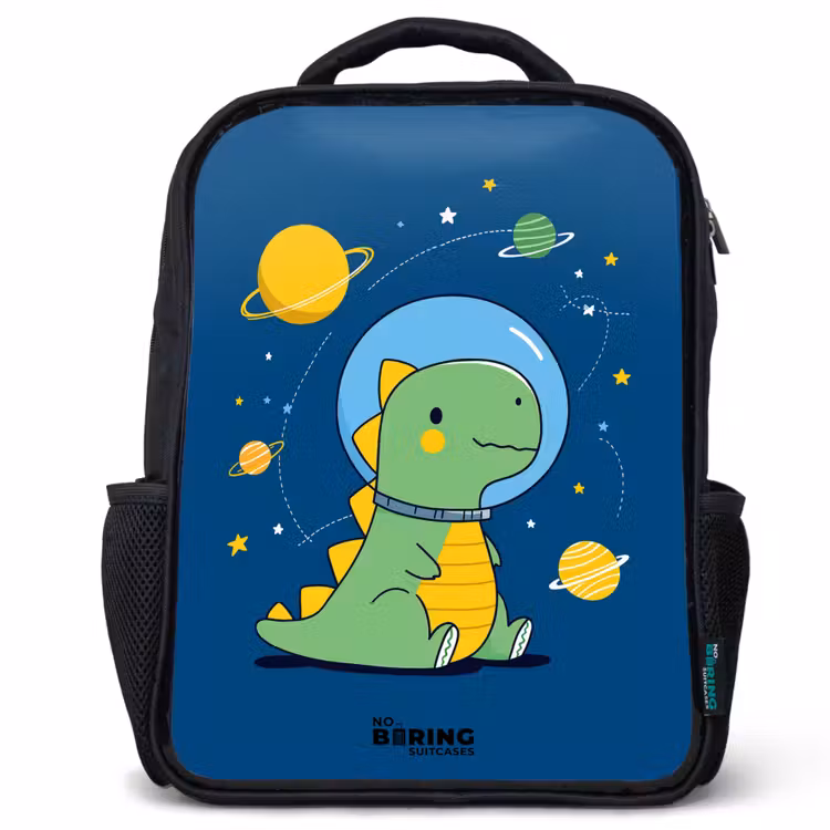 Dino - Planeet - Ster - Blauw Rugzak - Zwart middel -3d
