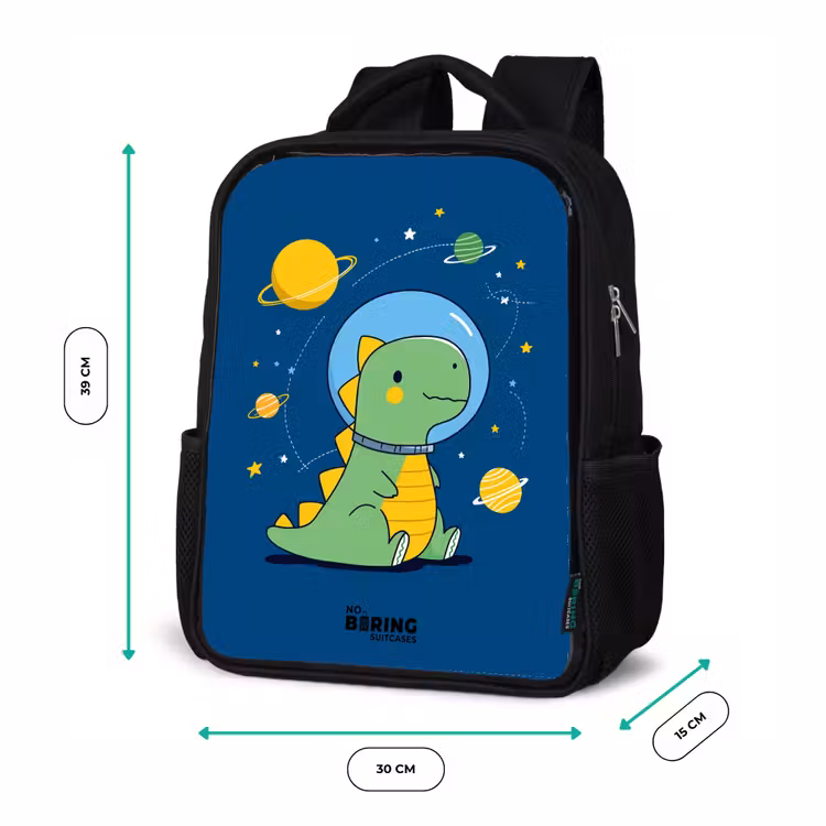 Dino - Planeet - Ster - Blauw Rugzak - Zwart middel -productfoto_formaten
