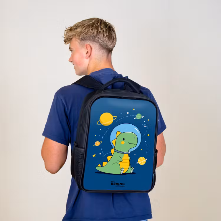 Dino - Planeet - Ster - Blauw Rugzak - Zwart middel -sfeer8