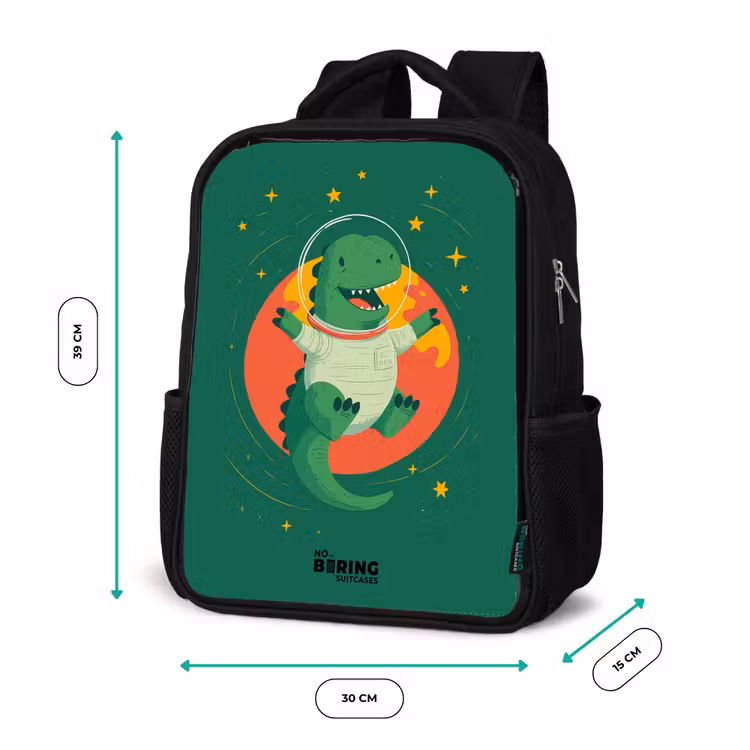 Dino - Planeet - Sterren - Groen Rugzak - Zwart middel -productfoto_formaten