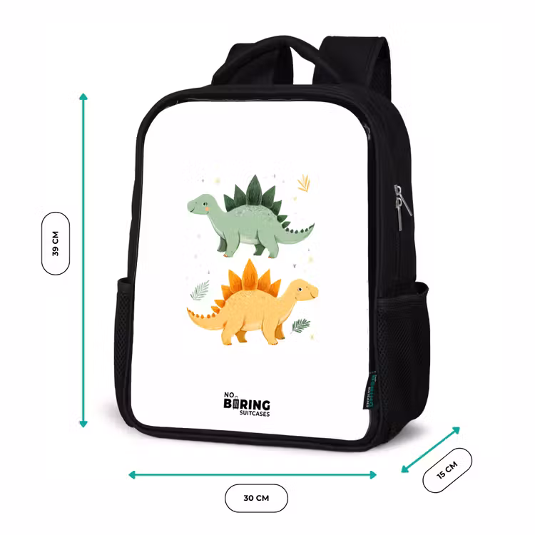 Dinos - Dieren - Groen - Oranje Rugzak - Zwart middel -productfoto_formaten