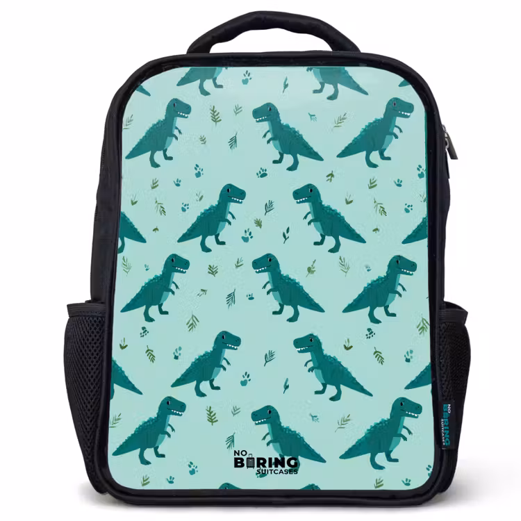 Dinos - Patroon - Groen Rugzak - Zwart middel -3d