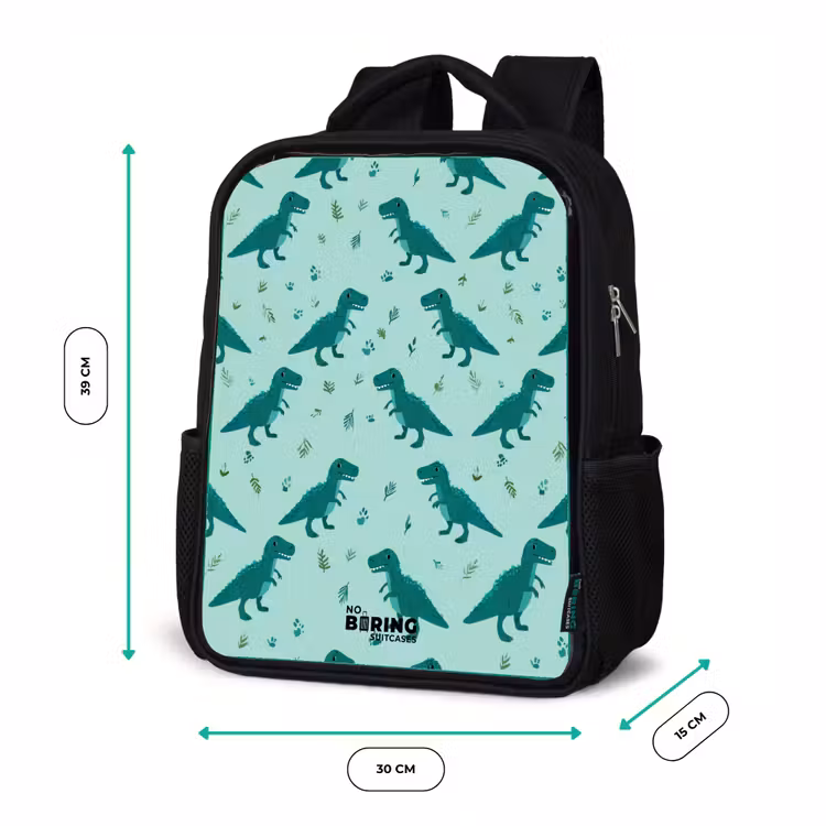Dinos - Patroon - Groen Rugzak - Zwart middel -productfoto_formaten