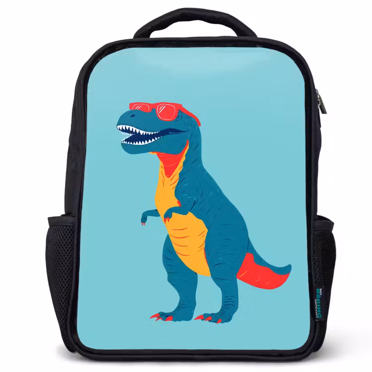Dinosaurus - Blauw - Zonnebril Rugzak - Zwart middel -3d