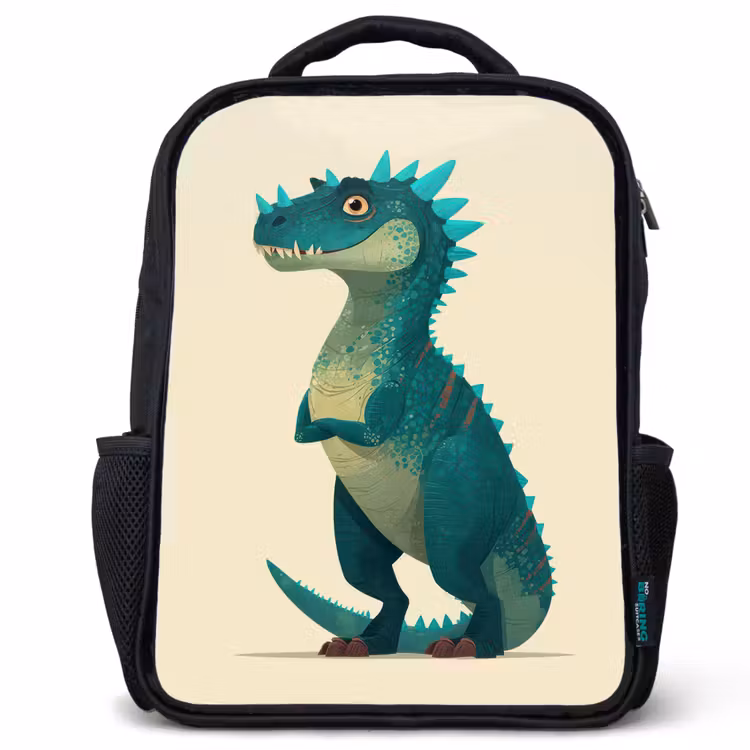 Dinosaurus - Turquoise - Stekels Rugzak - Zwart middel -3d