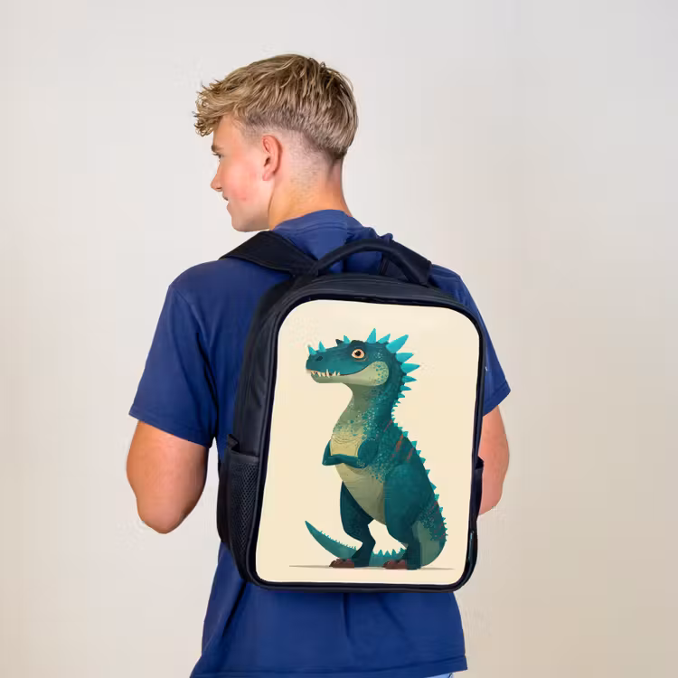 Dinosaurus - Turquoise - Stekels Rugzak - Zwart middel -sfeer8