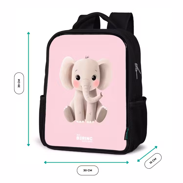 Olifant - Baby - Blosjes - Illustratie Rugzak - Zwart middel -productfoto_formaten