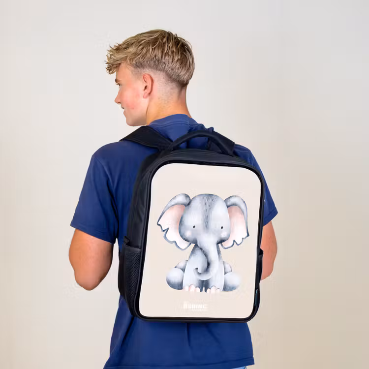 Olifant tekening tegen een beige achtergrond Rugzak - Zwart middel -sfeer8