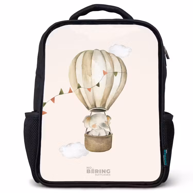 Olifant in een luchtballon Rugzak - Zwart middel -3d