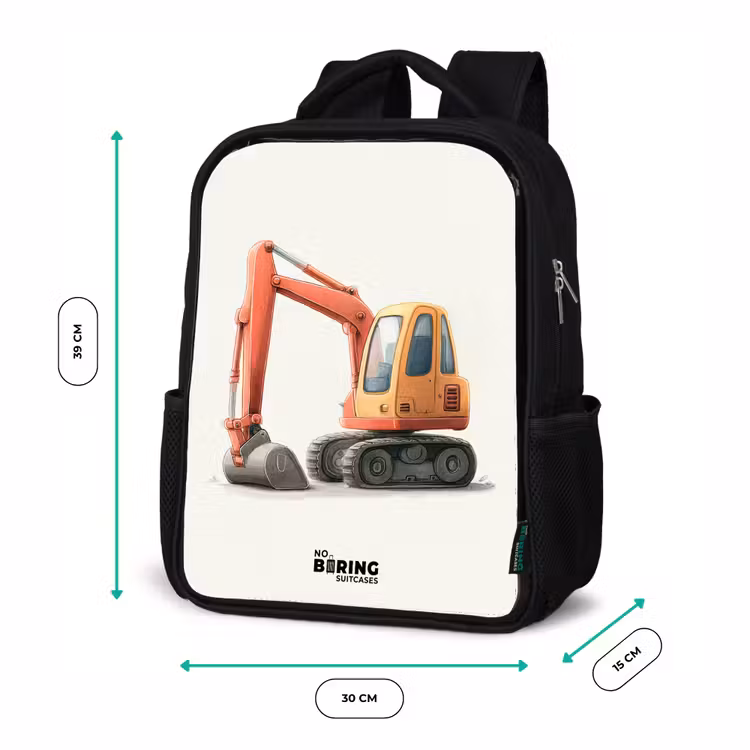 Graafmachine - Getekend - Oranje Rugzak - Zwart middel -productfoto_formaten