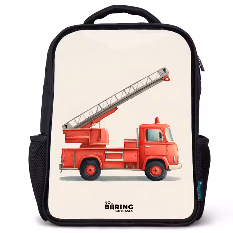 Brandweerwagen - Getekend - Rood Rugzak - Zwart middel -3d