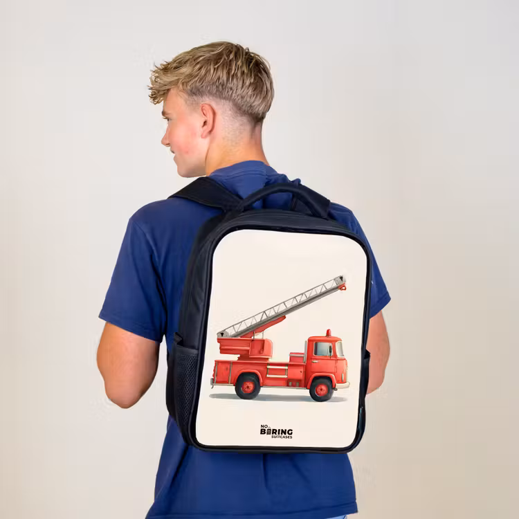 Brandweerwagen - Getekend - Rood Rugzak - Zwart middel -sfeer8