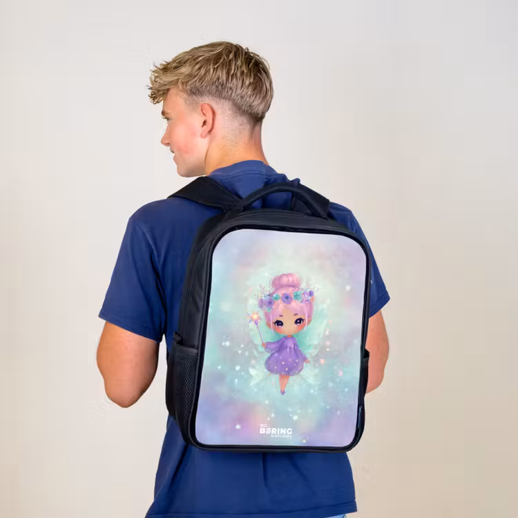 Bloemenfee in pastelglans Rugzak - Zwart middel -sfeer8