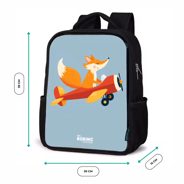 Vos - Vliegtuig - Vliegen Rugzak - Zwart middel -productfoto_formaten