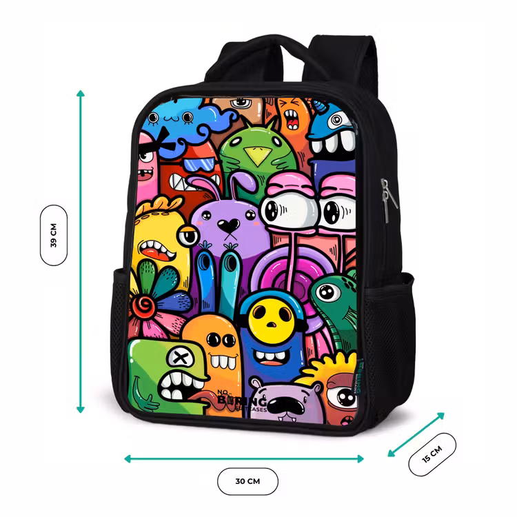 Grappige kleurrijke monsters Rugzak - Zwart middel -productfoto_formaten