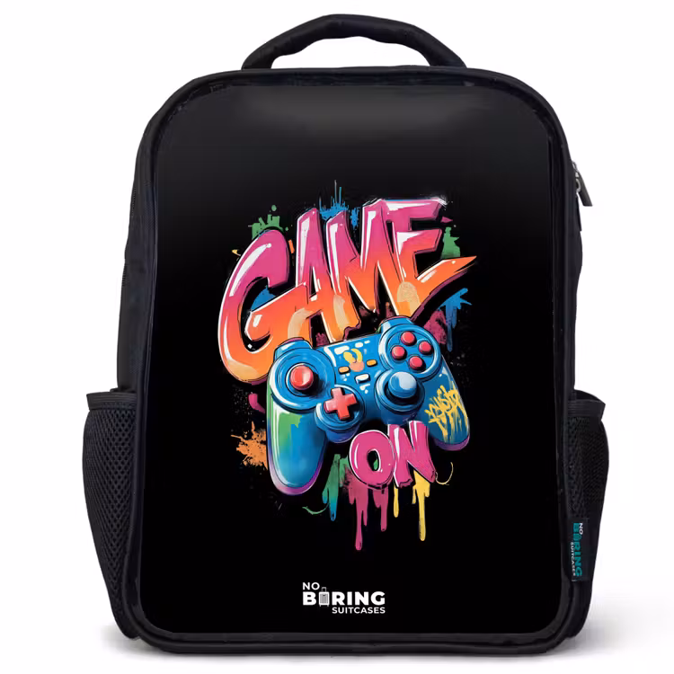 Game - Controller - Graffiti - Neon Rugzak - Zwart middel -3d