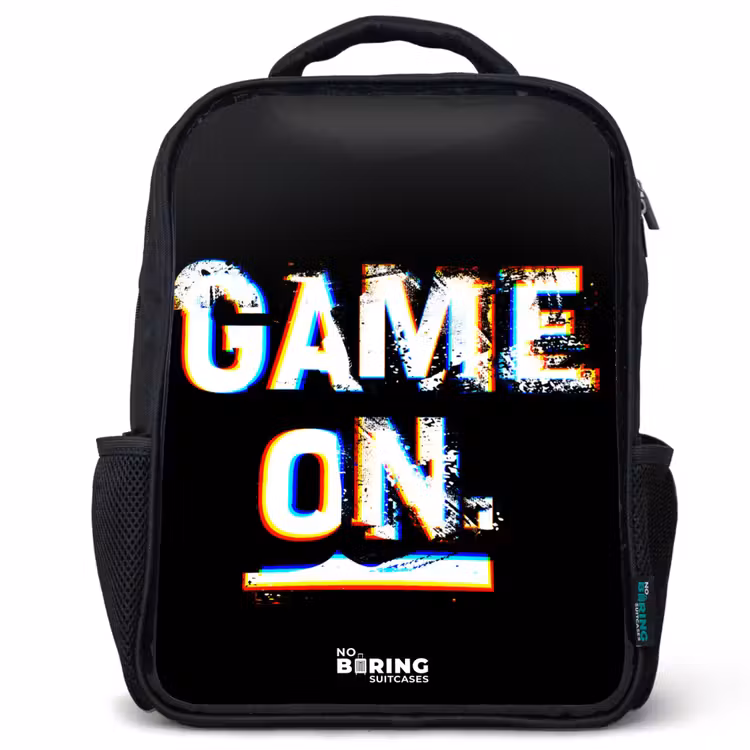 Game on in zwart wit Rugzak - Zwart middel -3d