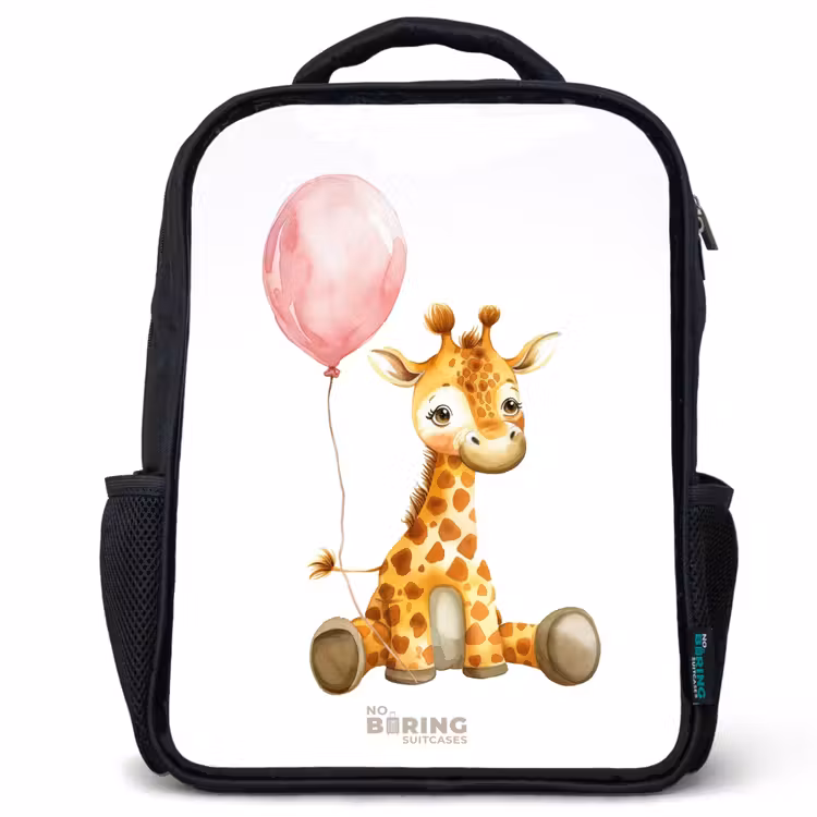 Giraffe met roze ballon Rugzak - Zwart middel -3d