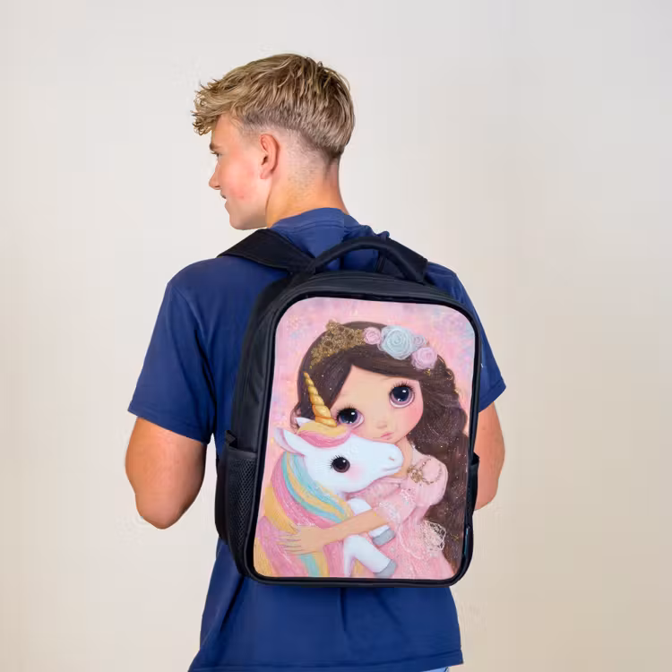 Meisje - Eenhoorn - Glitter Rugzak - Zwart middel -sfeer8