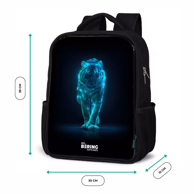 Gloeiende tijger in beweging Rugzak - Zwart middel -productfoto_formaten